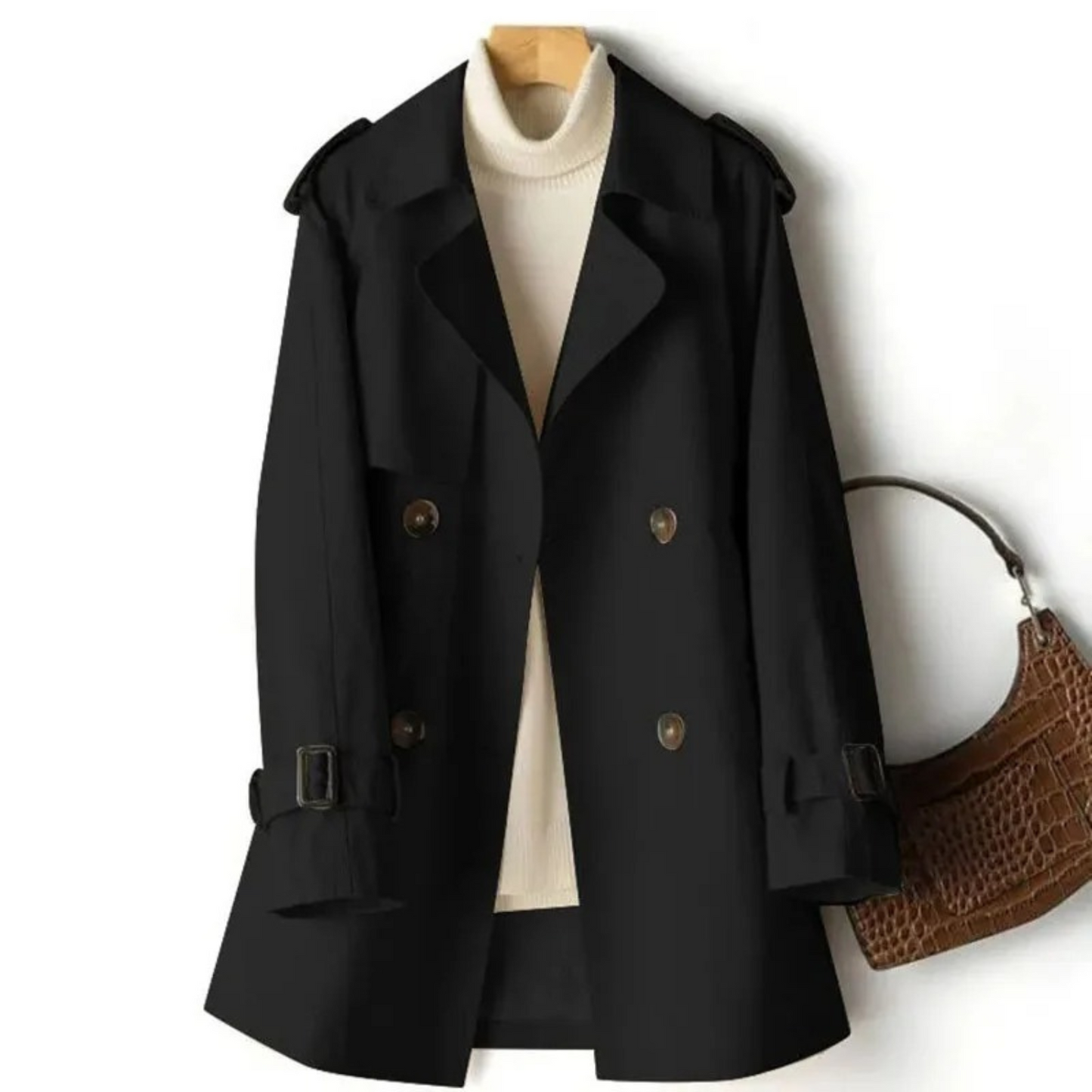 Dames Trenchcoat Lang Model Trendy Stijl - Mode Vibes