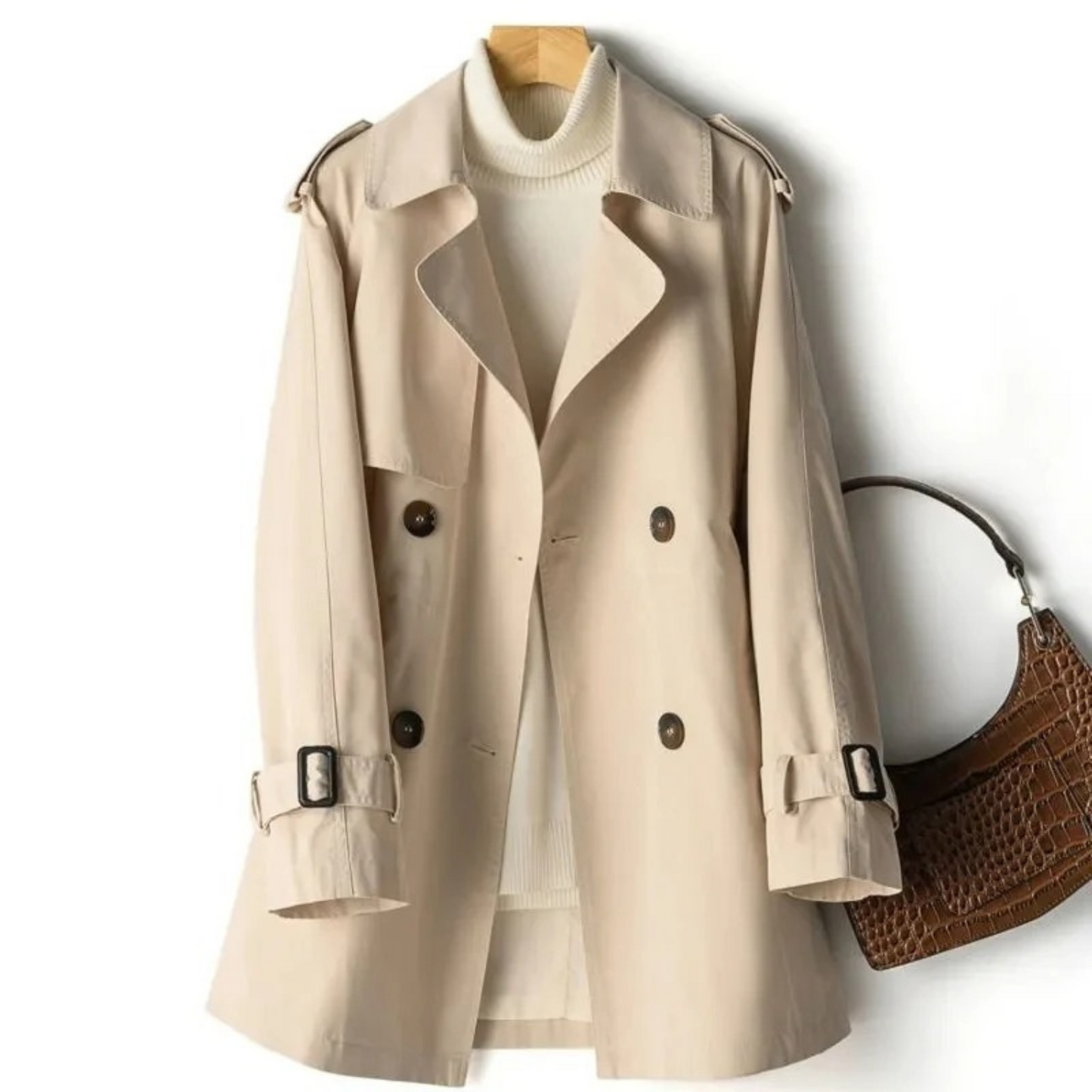 Dames Trenchcoat Lang Model Trendy Stijl