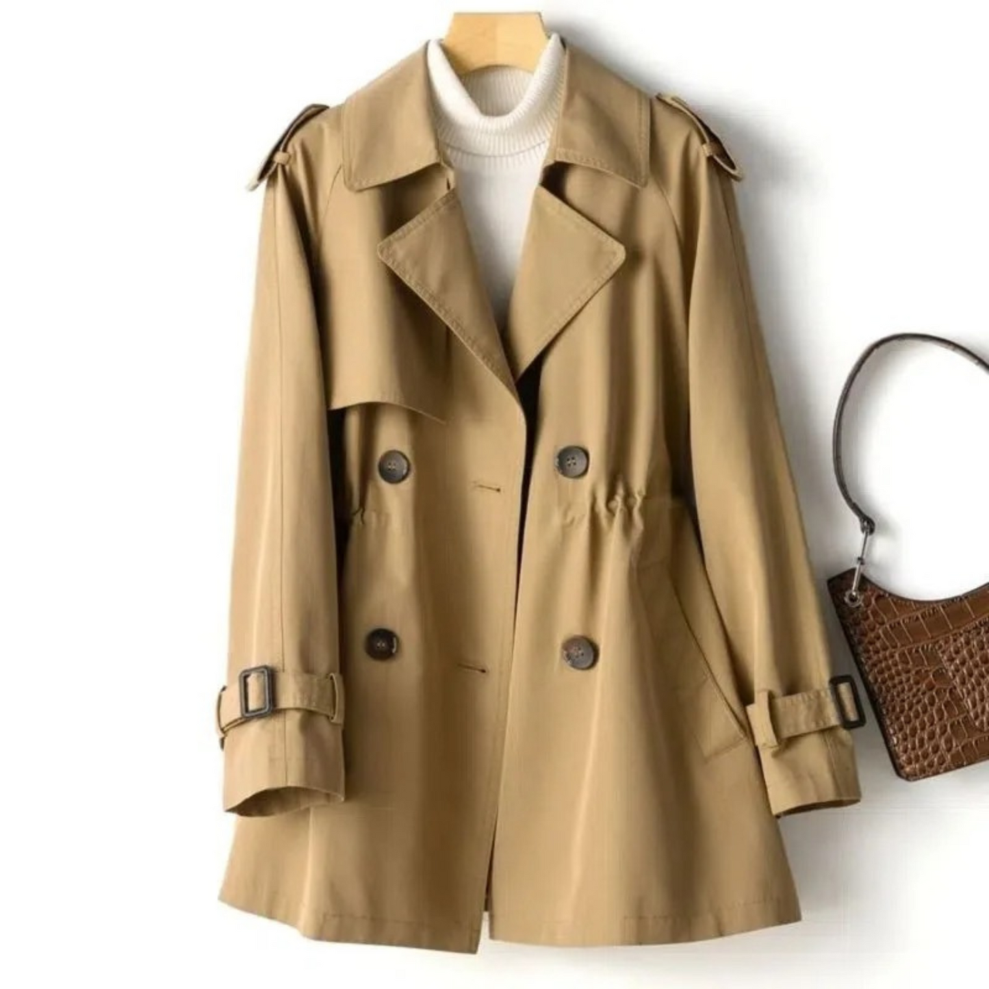 Lange Trenchcoat voor Vrouw Waterdicht Donkerblauw