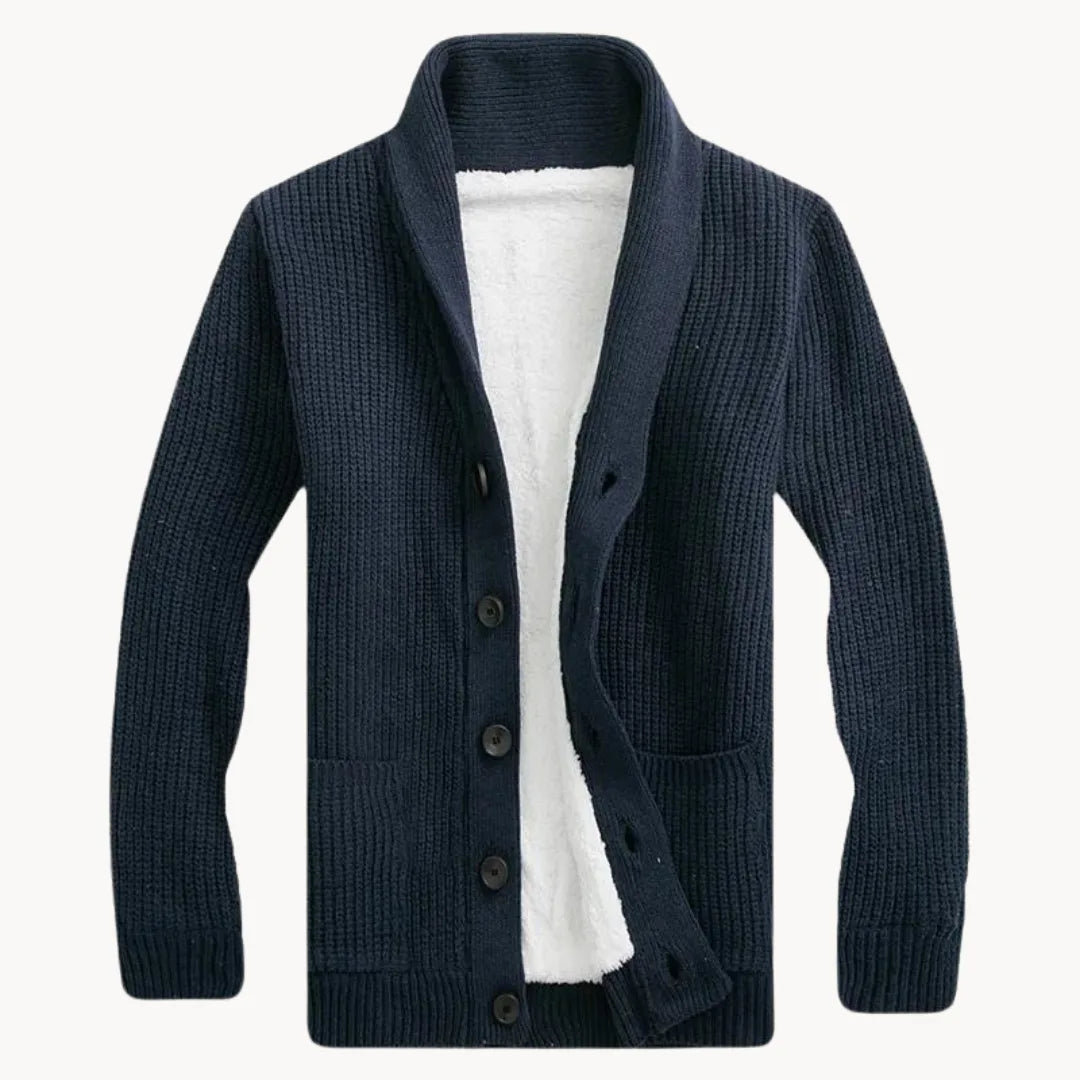 Fleece cardigan met schouderkraag en voorzakken