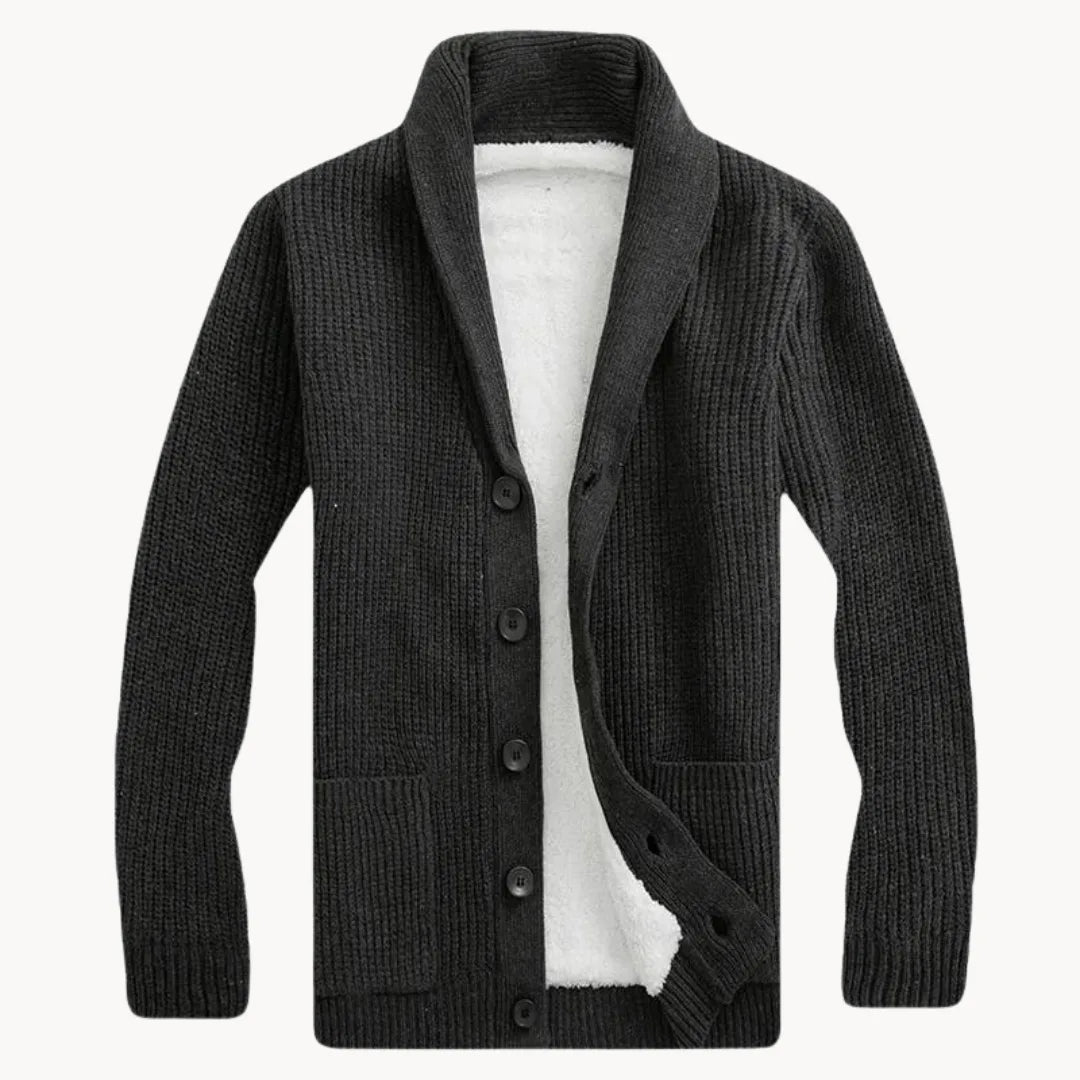 Fleece cardigan met schouderkraag en voorzakken