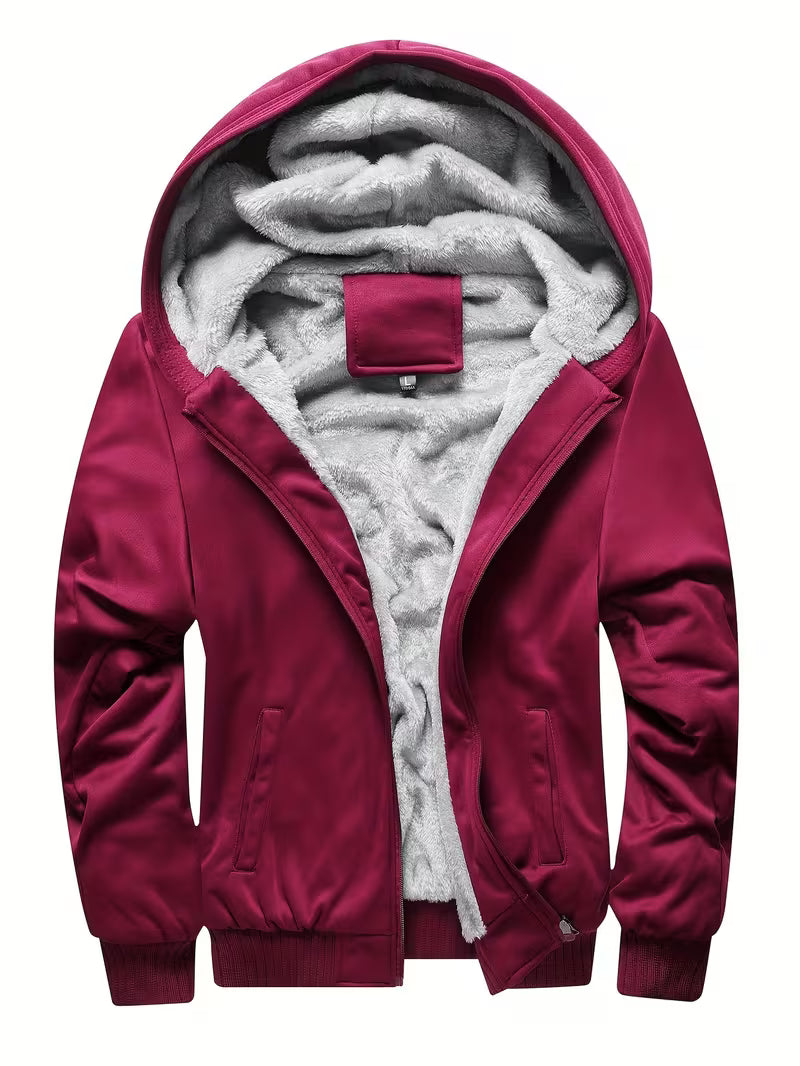 Fleece jas met capuchon en ritssluiting