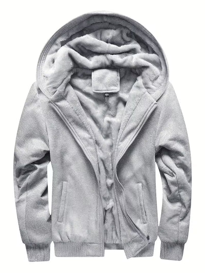 Fleece jas met capuchon en ritssluiting