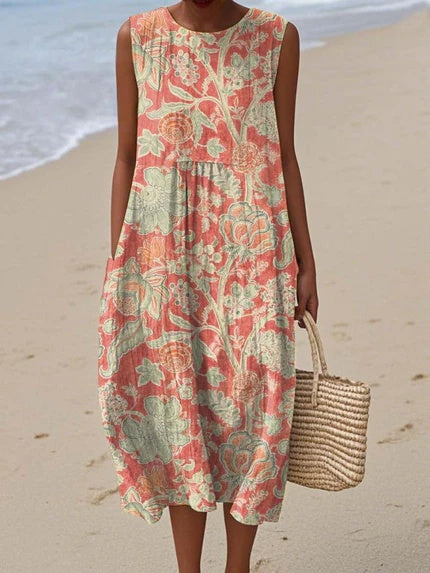 Fleur | Bloemenprint & Ademend Dames Midi Jurk 0