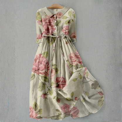Flora | Elegante Vintage Zomerjurk Dames Knielengte 0