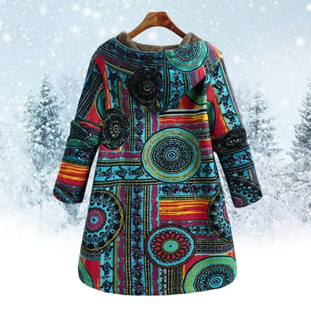 Dames Winterjas Gewatteerd Bloemenmotief Warm en Comfortabel