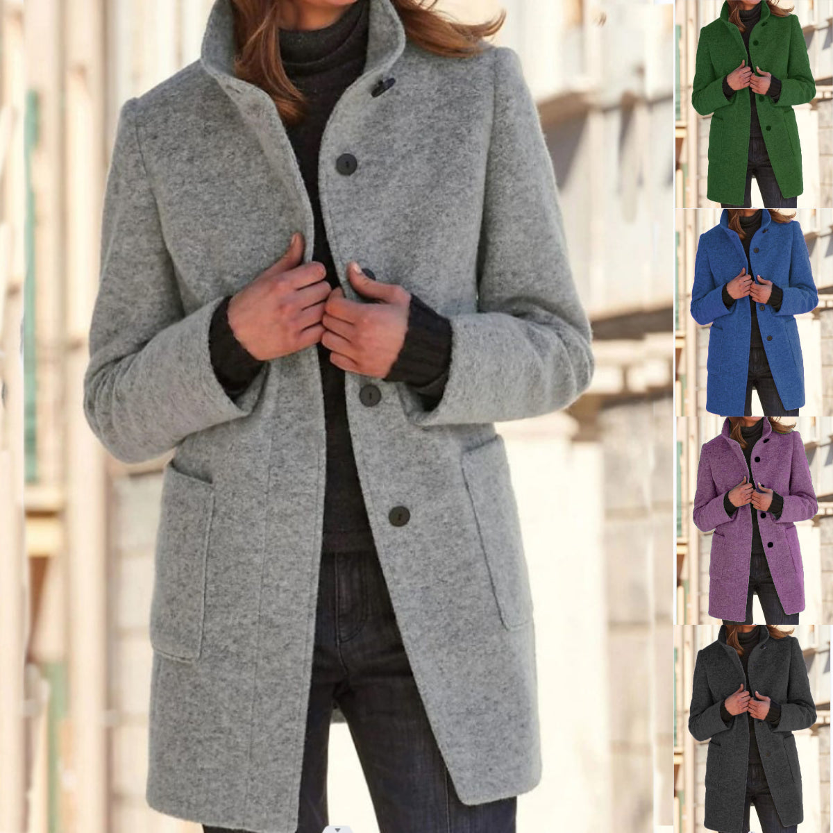 Damesjas Wollen Klassiek met Knoopsluiting Retro Stijl - Mode Vibes