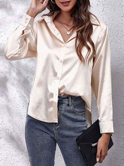 Satijnen Blouse met Glans en Tijdloze Stijl