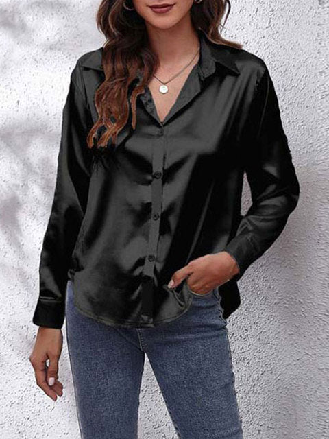Satijnen Blouse met Glans en Tijdloze Stijl