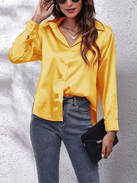 Satijnen Blouse met Glans en Tijdloze Stijl