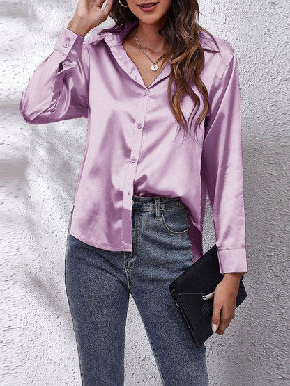 Satijnen Blouse met Glans en Tijdloze Stijl
