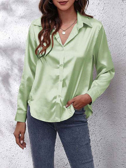 Satijnen Blouse met Glans en Tijdloze Stijl