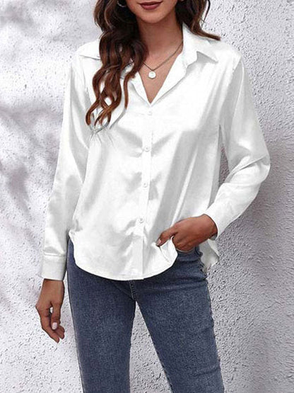 Satijnen Blouse met Glans en Tijdloze Stijl