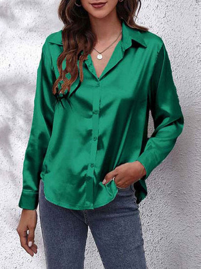 Satijnen Blouse met Glans en Tijdloze Stijl