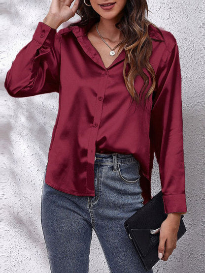 Satijnen Blouse met Glans en Tijdloze Stijl