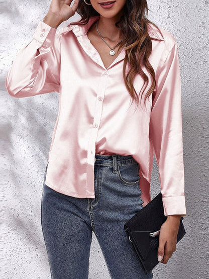 Satijnen Blouse met Glans en Tijdloze Stijl