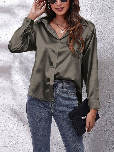Satijnen Blouse met Glans en Tijdloze Stijl