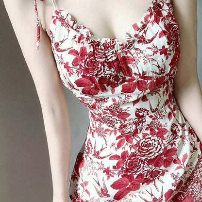 Franse Stijl Bloemen Slip Jurk