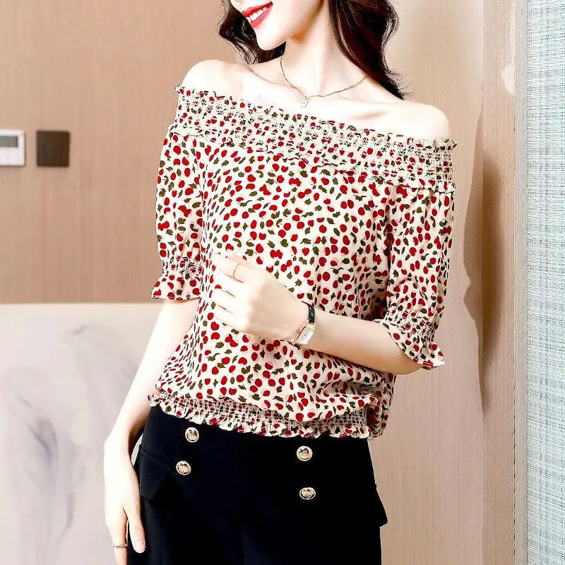 Franse Stijl Polka Dot Print Blouse