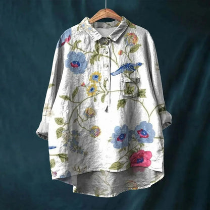 Franziska | Blusa estiva in cotone con motivo floreale in fiore