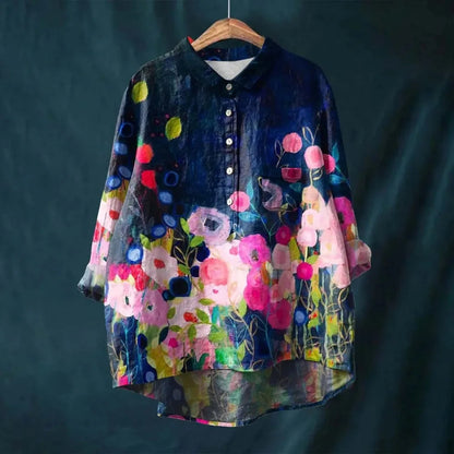 Franziska | Blusa estiva in cotone con motivo floreale in fiore