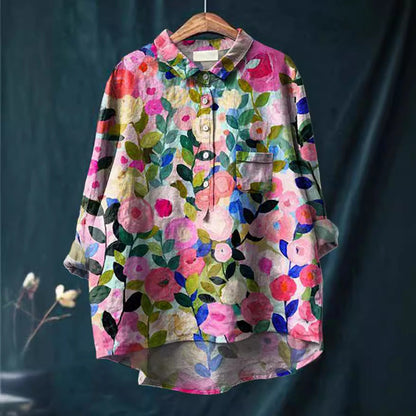 Franziska | Blusa estiva in cotone con motivo floreale in fiore
