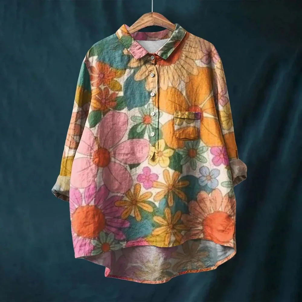 Franziska | Blusa estiva in cotone con motivo floreale in fiore
