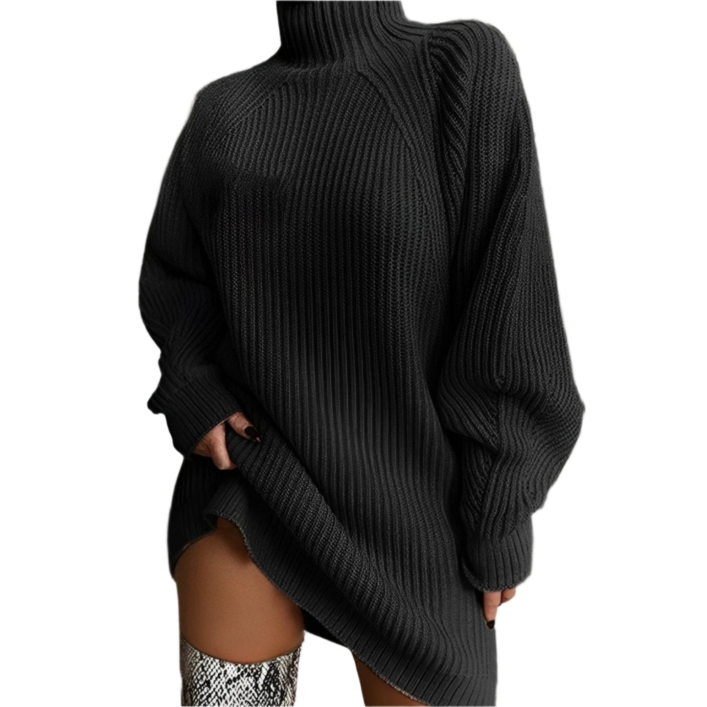 Dames Gebreide Oversized Col Jurk