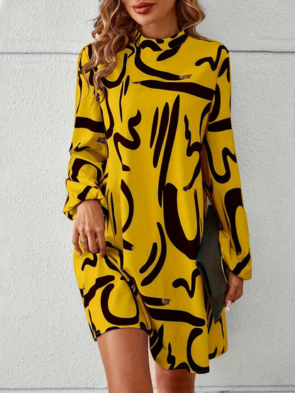 ModeMagie Full Body Bedrukte Jurk Met Lantaarnmouwen