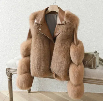 Leren Bontjas Vrouw Warm en Stijlvol - Mode Vibes