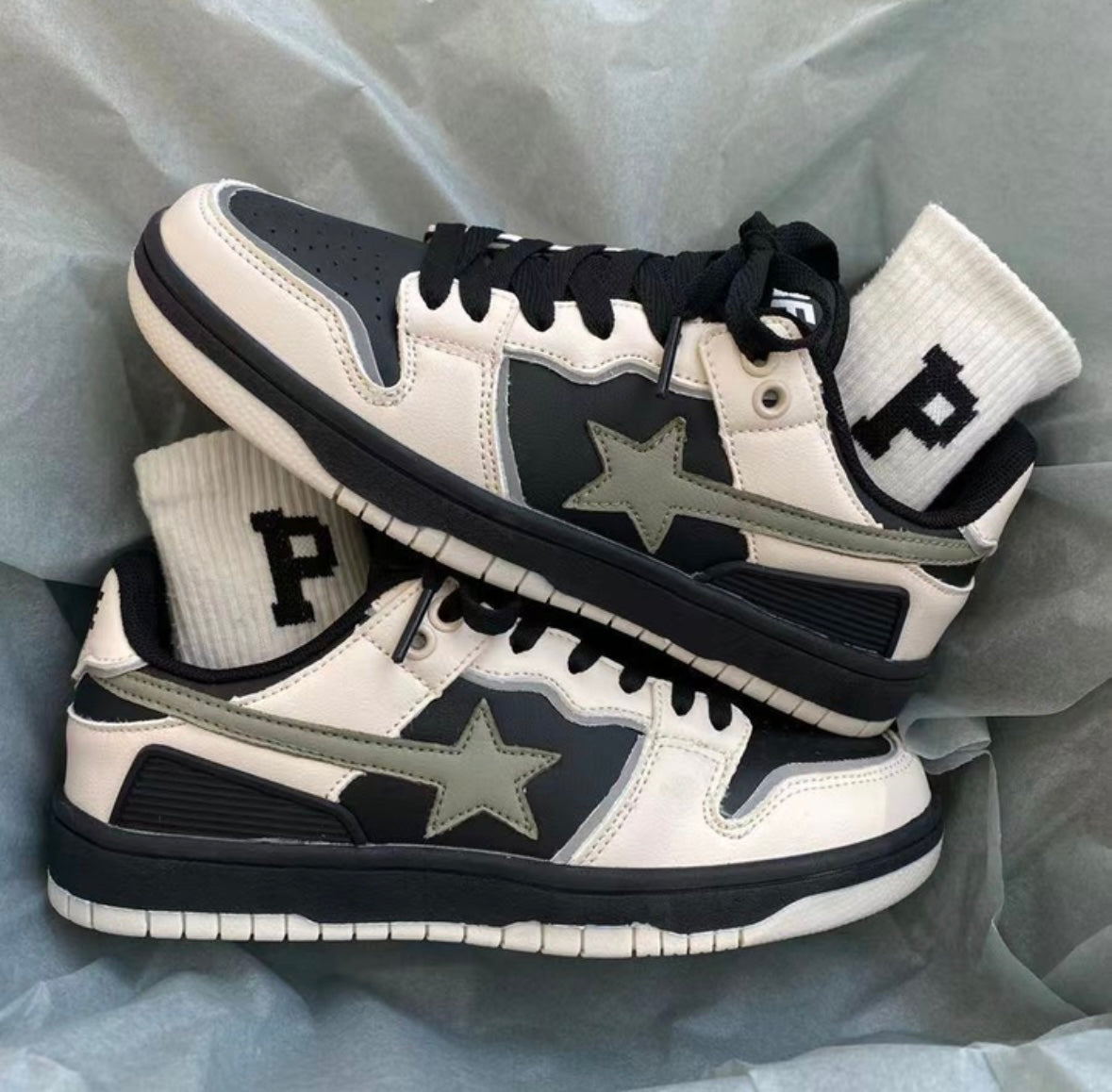 Sterren Sneakers Stijlvol Glanzend Bovenwerk