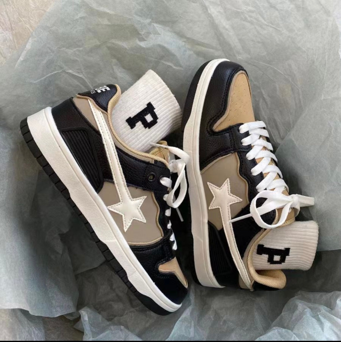 Sterren Sneakers Stijlvol Glanzend Bovenwerk