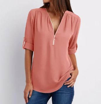 Vrouwen Blouse Met Ritssluiting Comfortabel en Stijlvol
