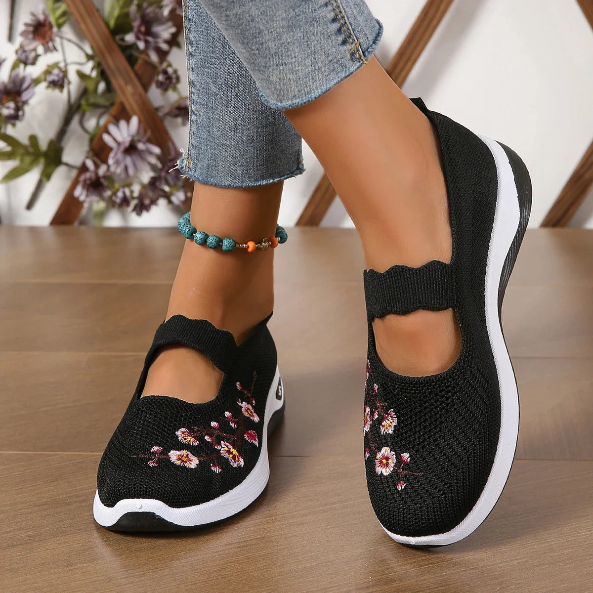 BlossomStyle Geborduurde Bloemen Flats