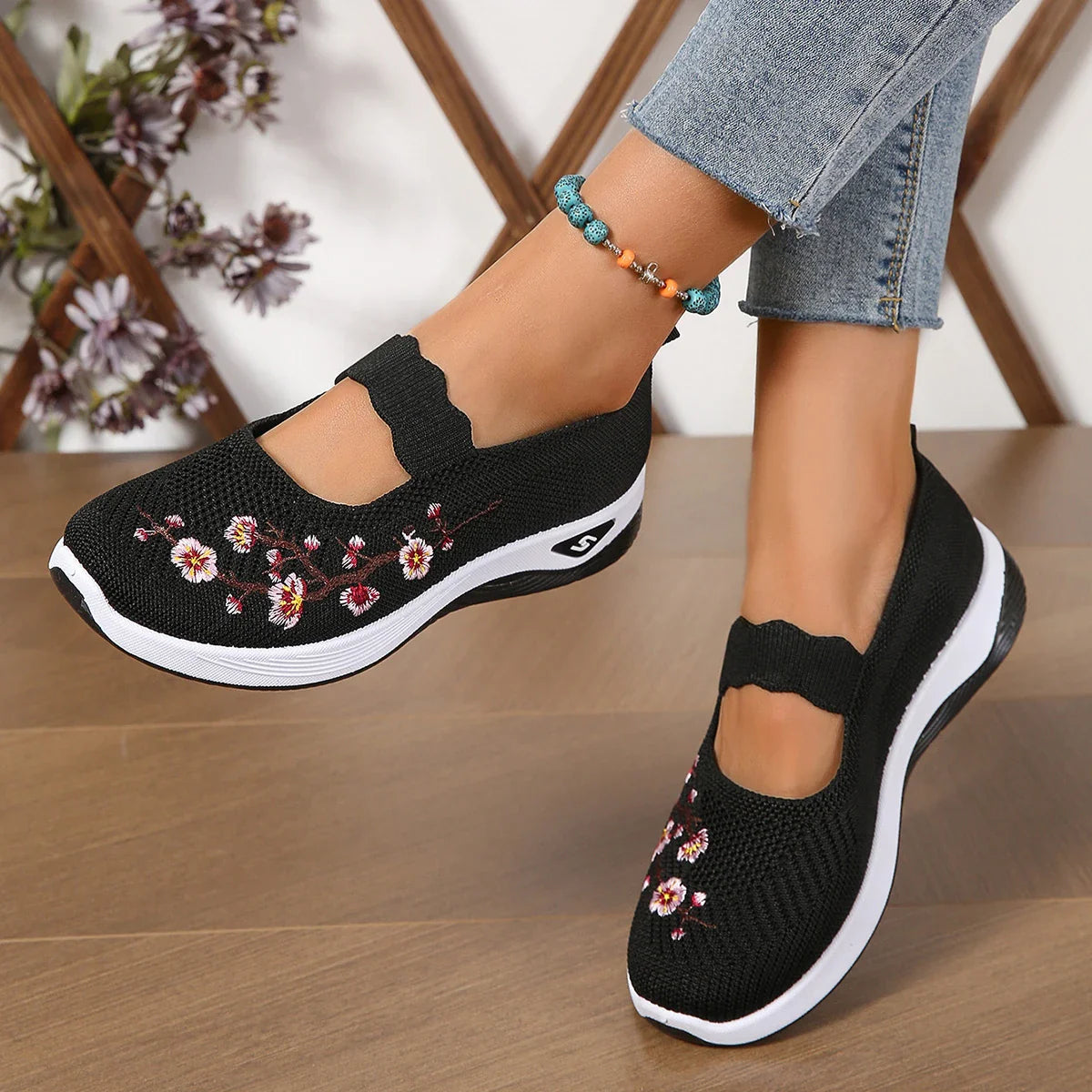 BlossomStyle Geborduurde Bloemen Flats