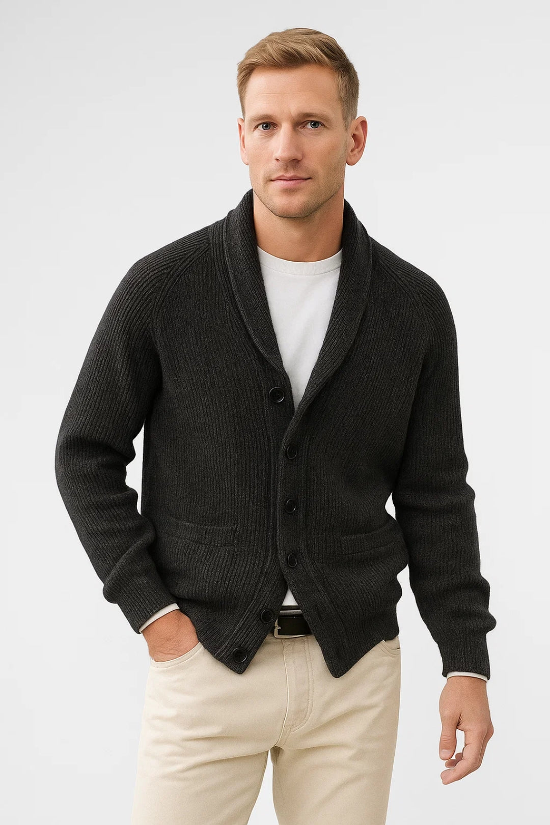 Vest Heren Met Sjaalkraag Knoopsluiting Warm Comfortabel - Mode Vibes