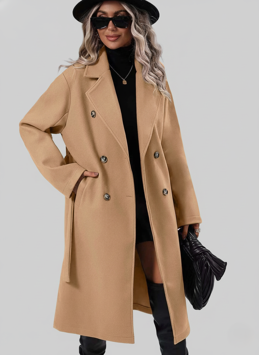 Sienna A-Lijn Trenchcoat – Dubbelrijige Jas met Ceintuur