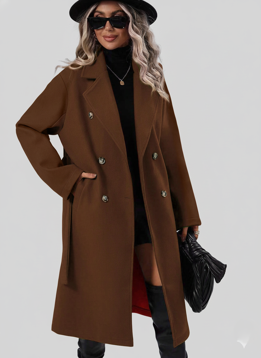 Sienna A-Lijn Trenchcoat – Dubbelrijige Jas met Ceintuur