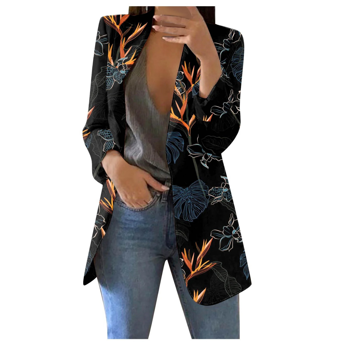 Cropped Dames Blazer Geprint Savannah Stijl