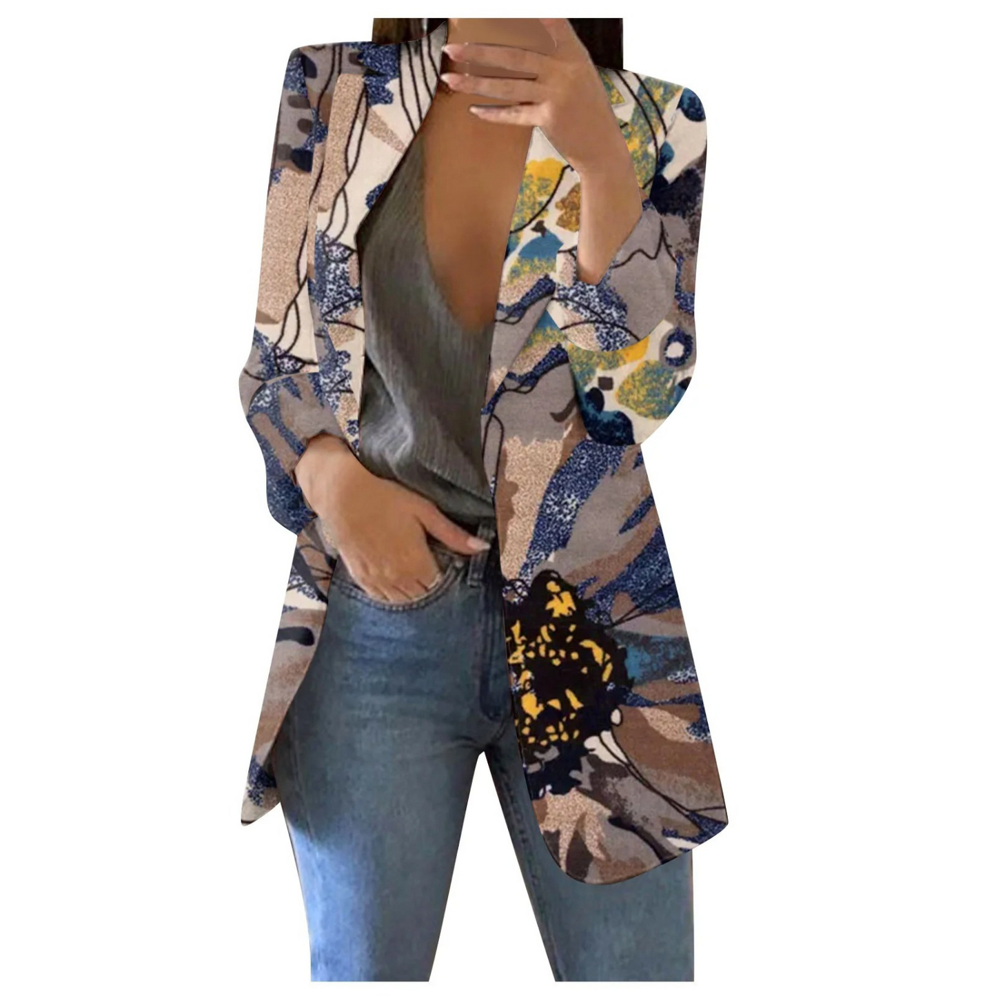 Cropped Dames Blazer Geprint Savannah Stijl