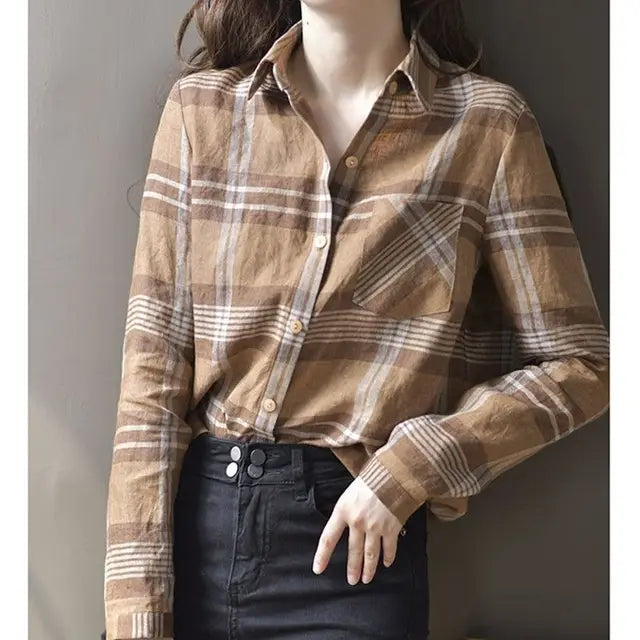 Checkered Shirt Tops - Stijlvolle Damesblouse voor een Casual Vintage Look