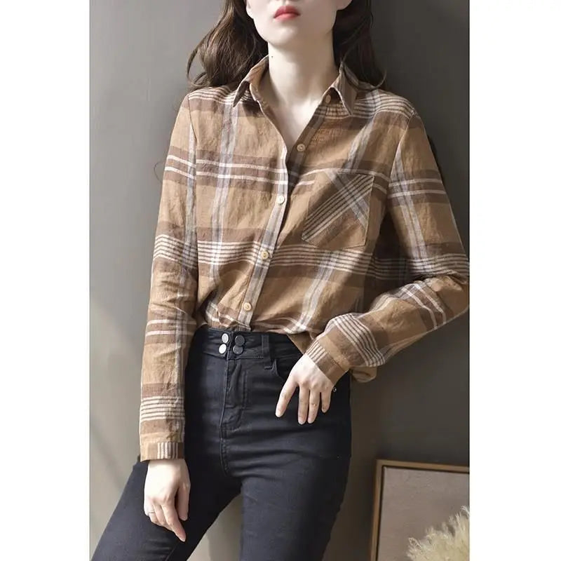 Checkered Shirt Tops - Stijlvolle Damesblouse voor een Casual Vintage Look