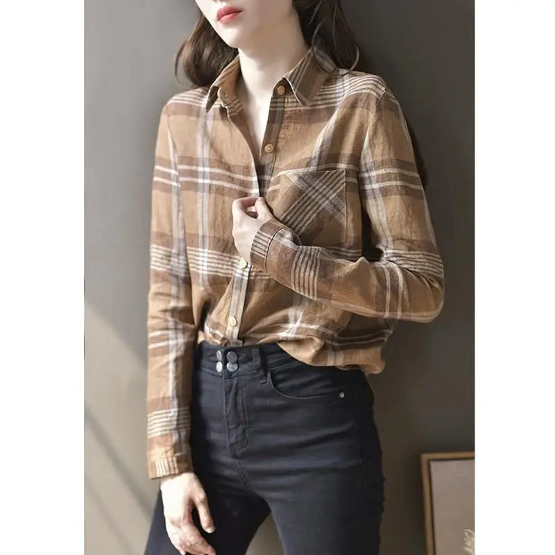 Checkered Shirt Tops - Stijlvolle Damesblouse voor een Casual Vintage Look