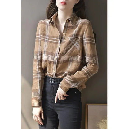 Checkered Shirt Tops - Stijlvolle Damesblouse voor een Casual Vintage Look
