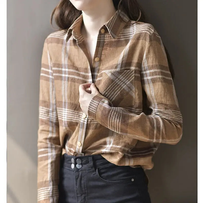 Checkered Shirt Tops - Stijlvolle Damesblouse voor een Casual Vintage Look