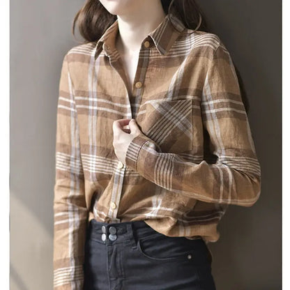 Checkered Shirt Tops - Stijlvolle Damesblouse voor een Casual Vintage Look