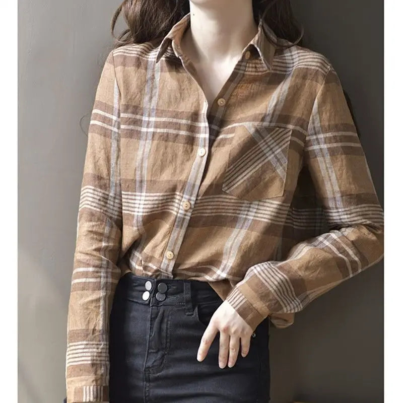 Checkered Shirt Tops - Stijlvolle Damesblouse voor een Casual Vintage Look
