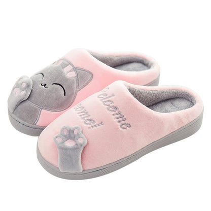 Giada | Zachte winterpantoffels voor dames met antislip kattenmotief