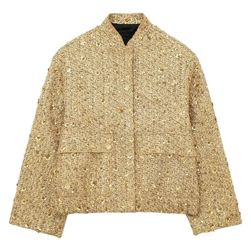 Dames Jasje Goudkleurig met Lovertjes Elegant Polyester - Mode Vibes