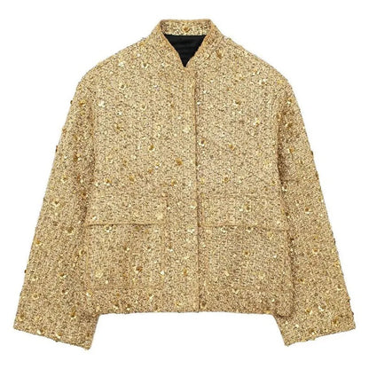 Dames Jasje Goudkleurig met Lovertjes Elegant Polyester - Mode Vibes